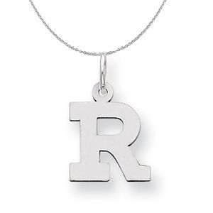 Silver, Amanda Collection Small Block Style Initial R Necklace - 18 In
